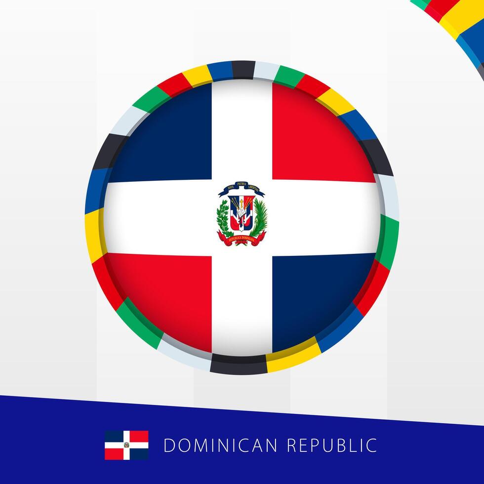 Dominican Republic Flag with Colorful Circle Border. vector