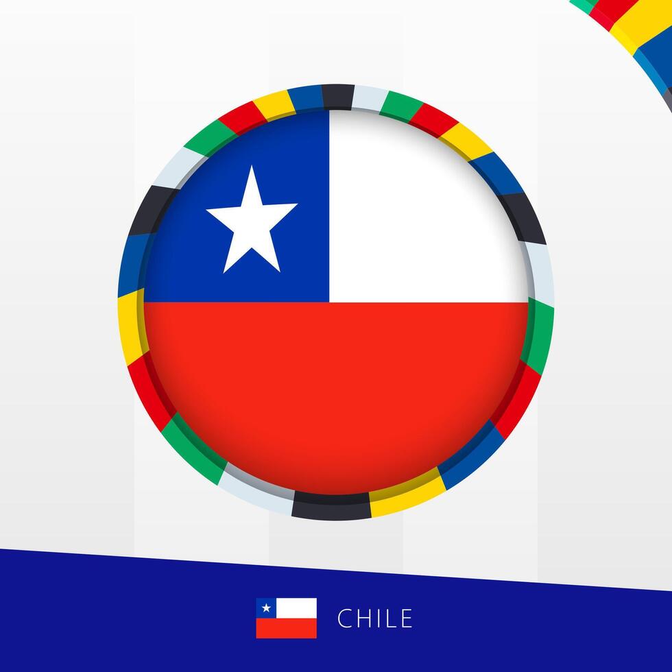 Chile Flag with Colorful Circle Border. vector