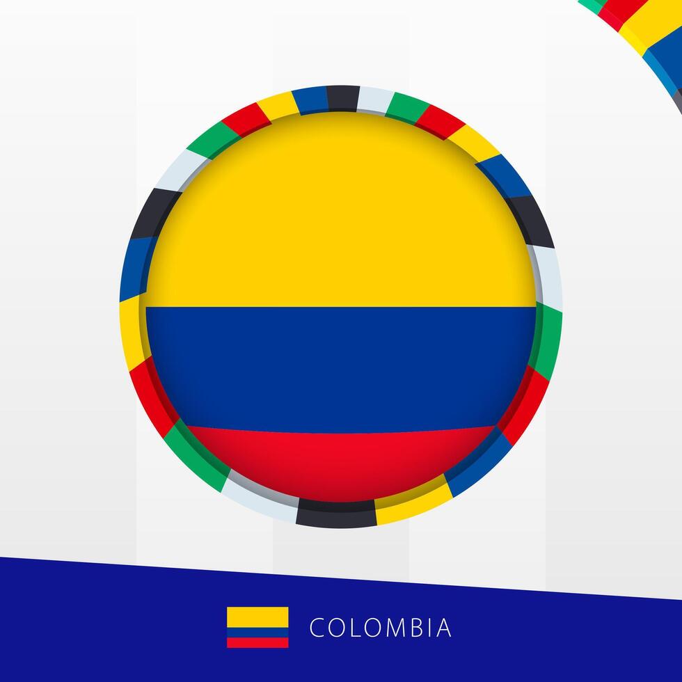 Colombia Flag with Colorful Circle Border. vector
