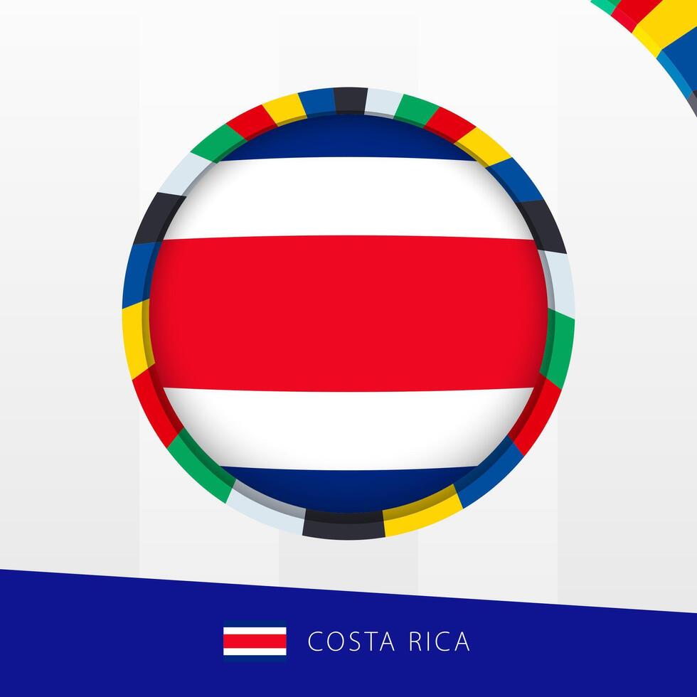 Costa Rica Flag with Colorful Circle Border. vector