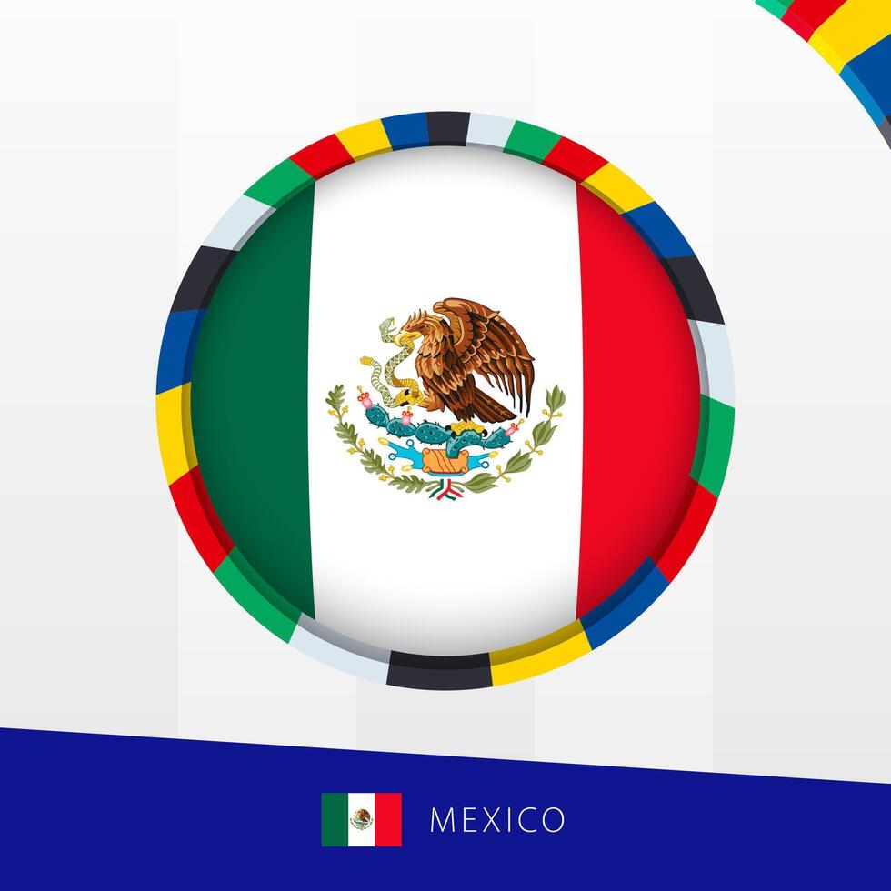 Mexico Flag with Colorful Circle Border. vector