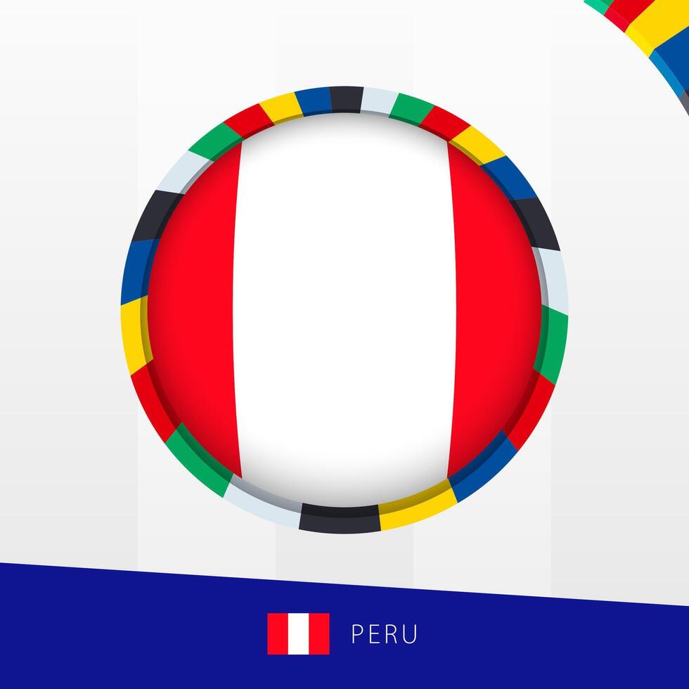 Peru Flag with Colorful Circle Border. vector