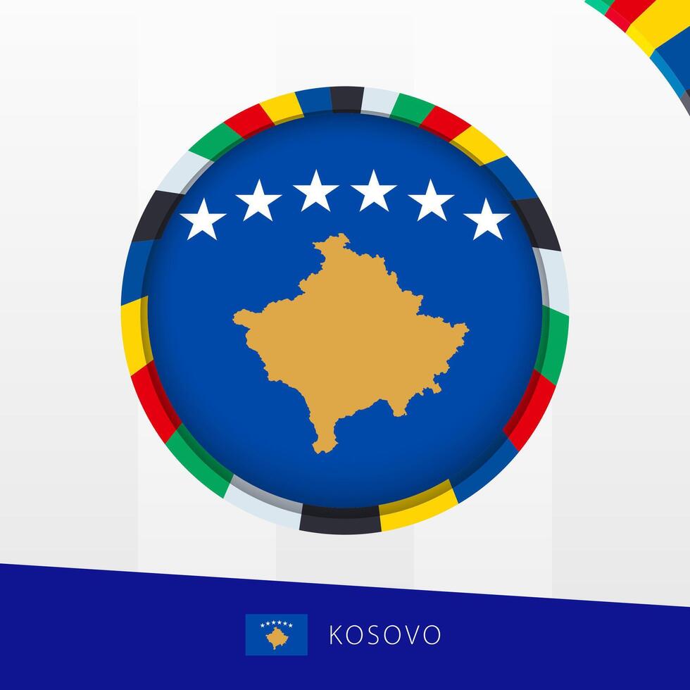 Kosovo Flag with Colorful Circle Border. vector