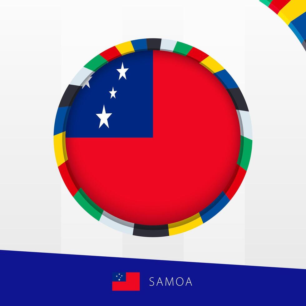 Samoa Flag with Colorful Circle Border. vector