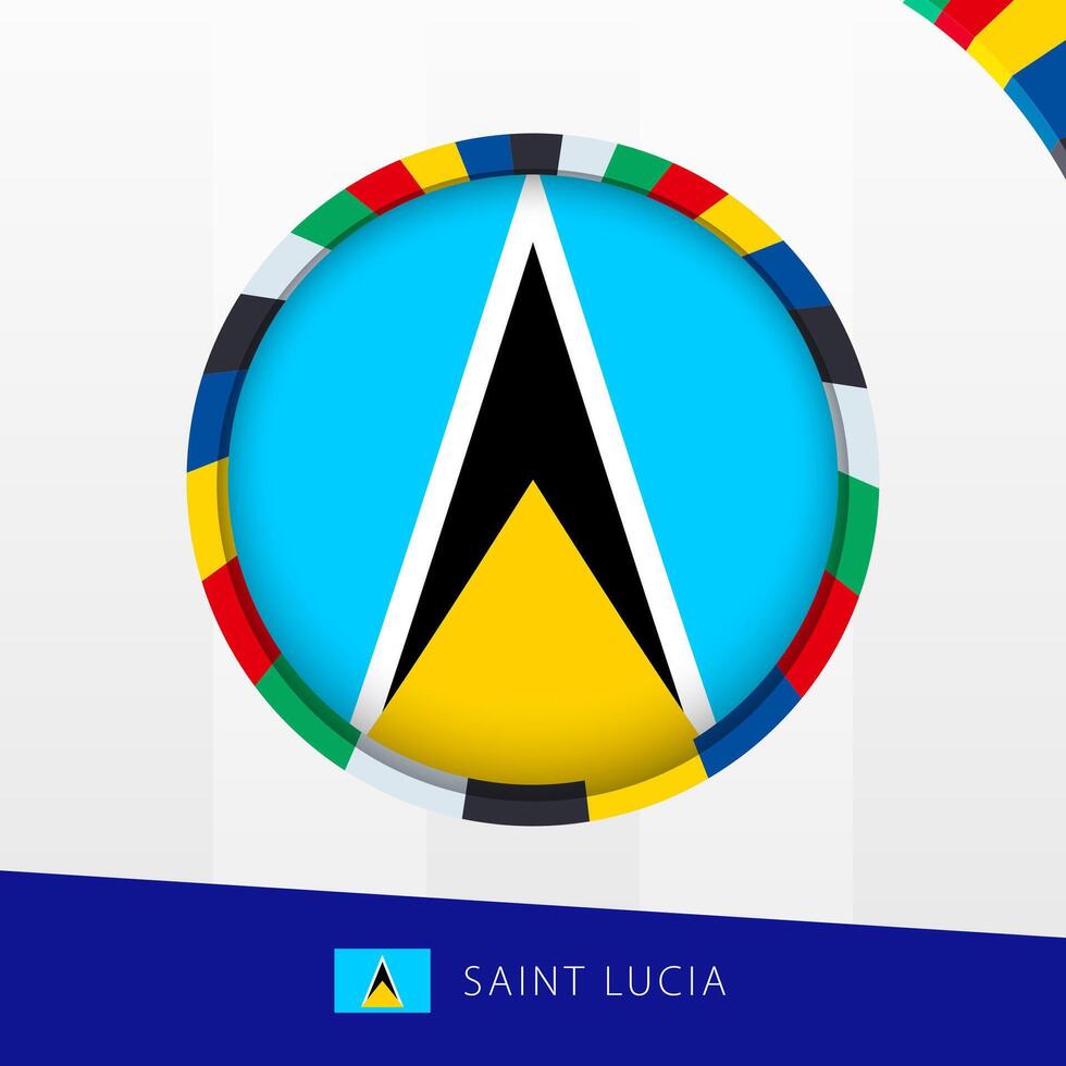 Saint Lucia Flag with Colorful Circle Border. vector