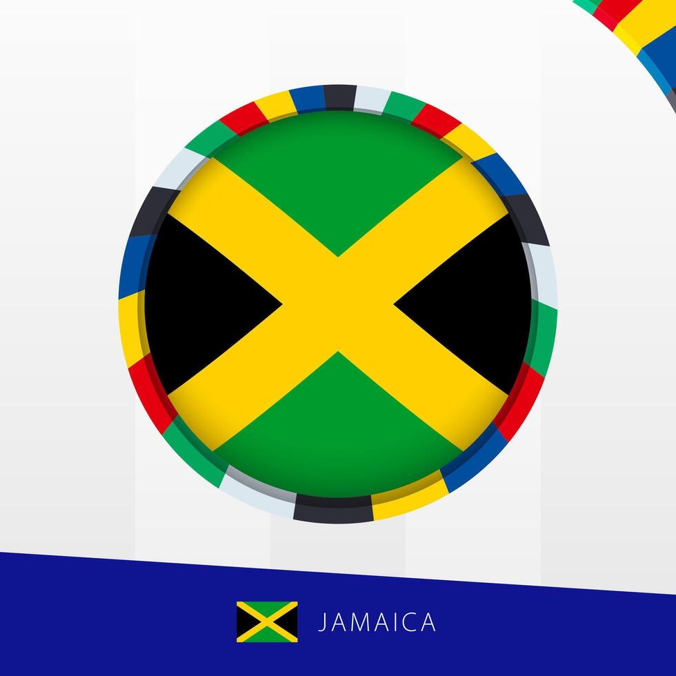 Jamaica Flag with Colorful Circle Border. vector
