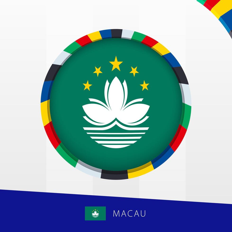 Macau Flag with Colorful Circle Border. vector
