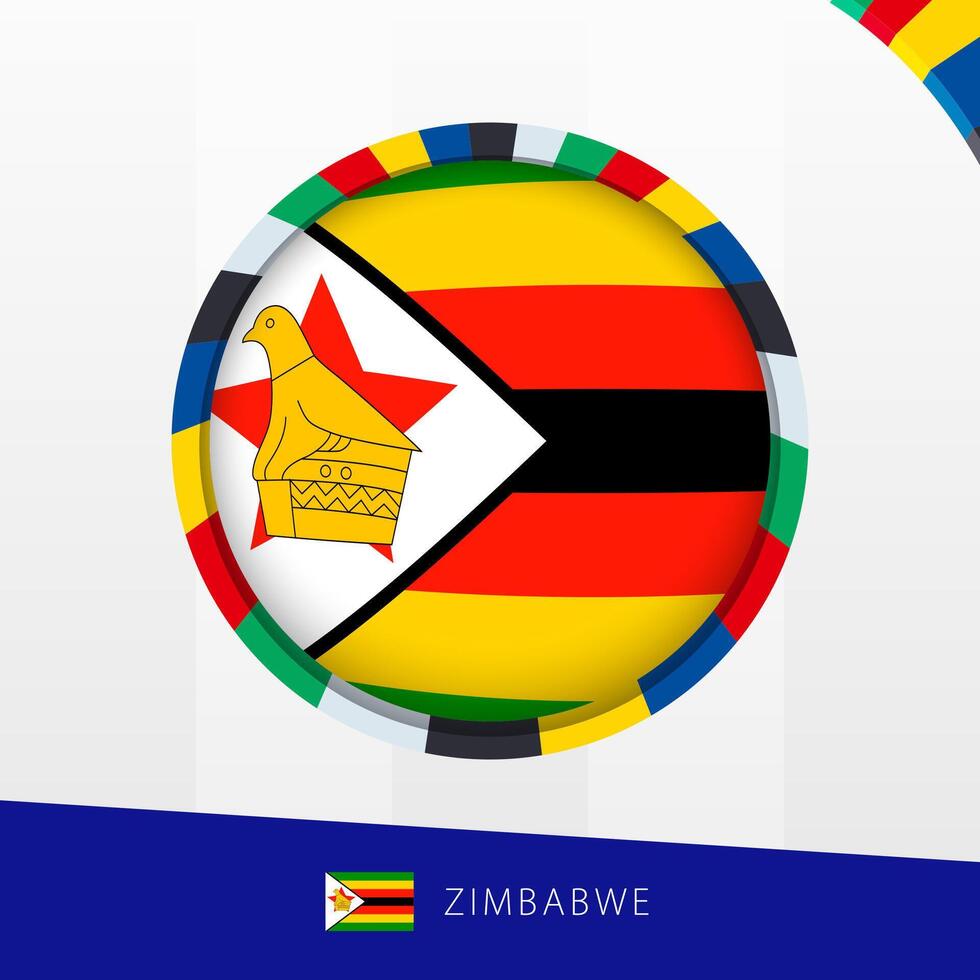 Zimbabwe Flag with Colorful Circle Border. vector