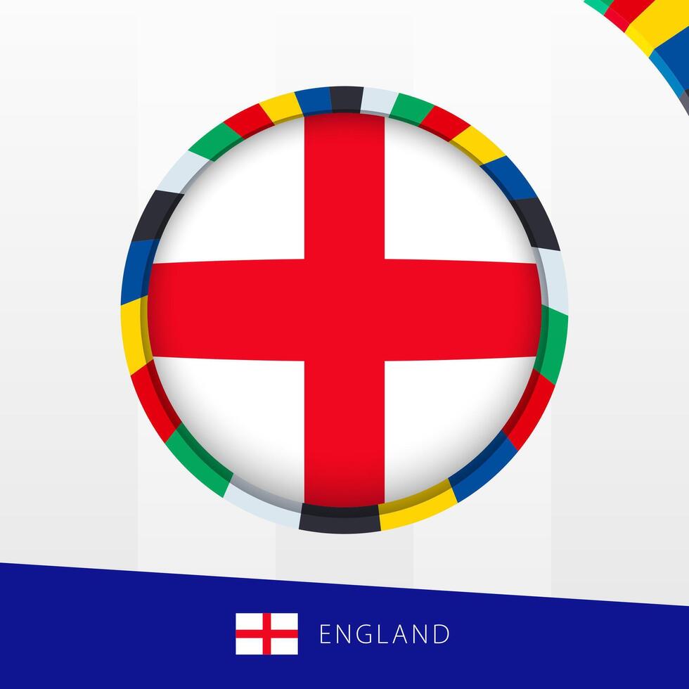 England Flag with Colorful Circle Border. vector