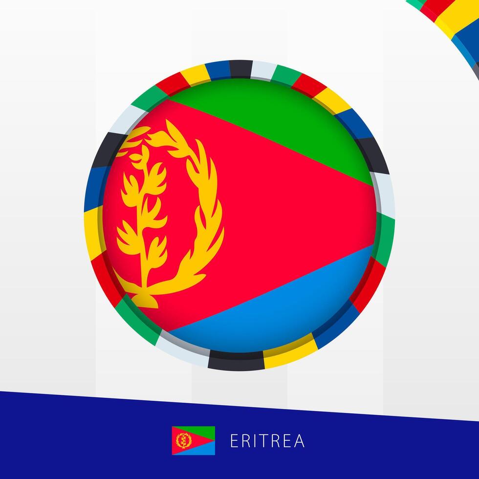 Eritrea Flag with Colorful Circle Border. vector