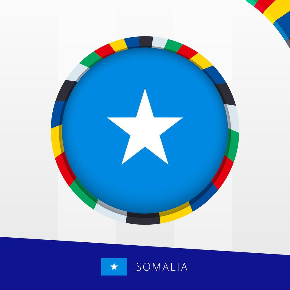 Somalia Flag with Colorful Circle Border. vector