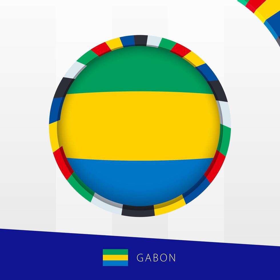 Gabon Flag with Colorful Circle Border. vector