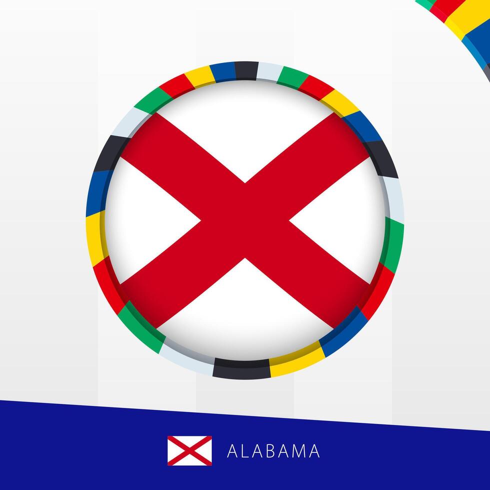 Alabama Flag with Colorful Circle Border. vector