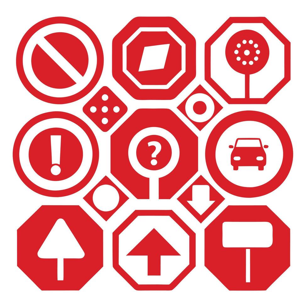 a collection of different signs including stop and go vector
