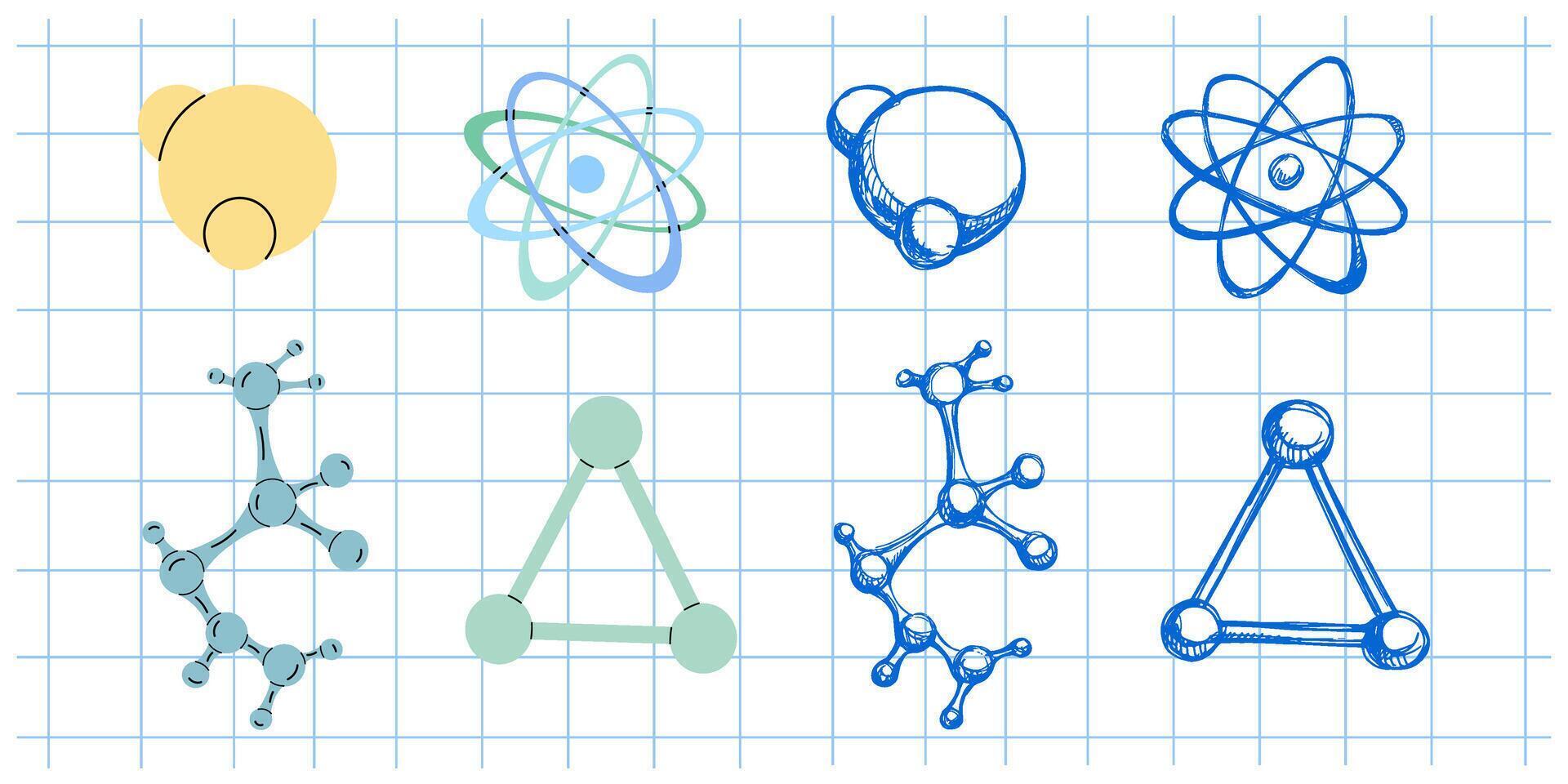 Back to School, hand drawn and flat style school and scientific sketch set. Doodle science collection. Education Concept. Vintage sketch element. Back to School. vector