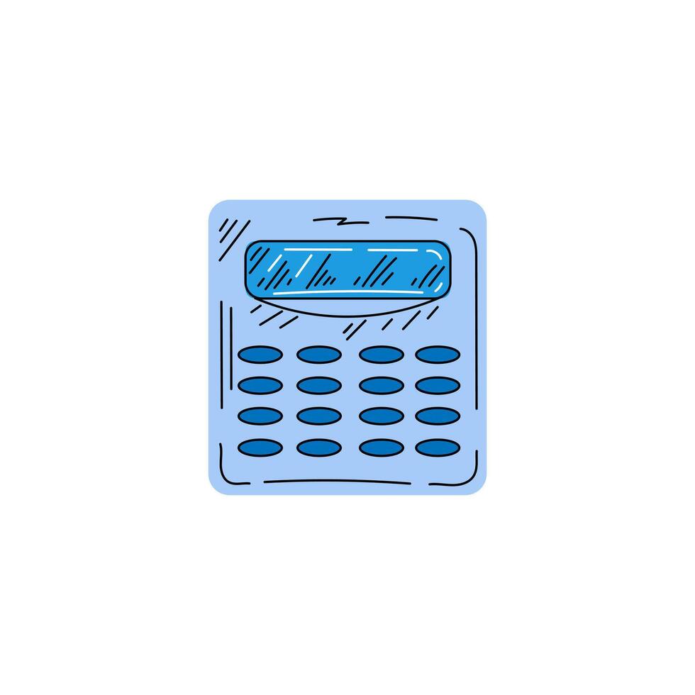 flat style school and office supplies Illustration. Detailed retro style calculator sketch. Vintage sketch element. Back to School. School essential illustration. vector