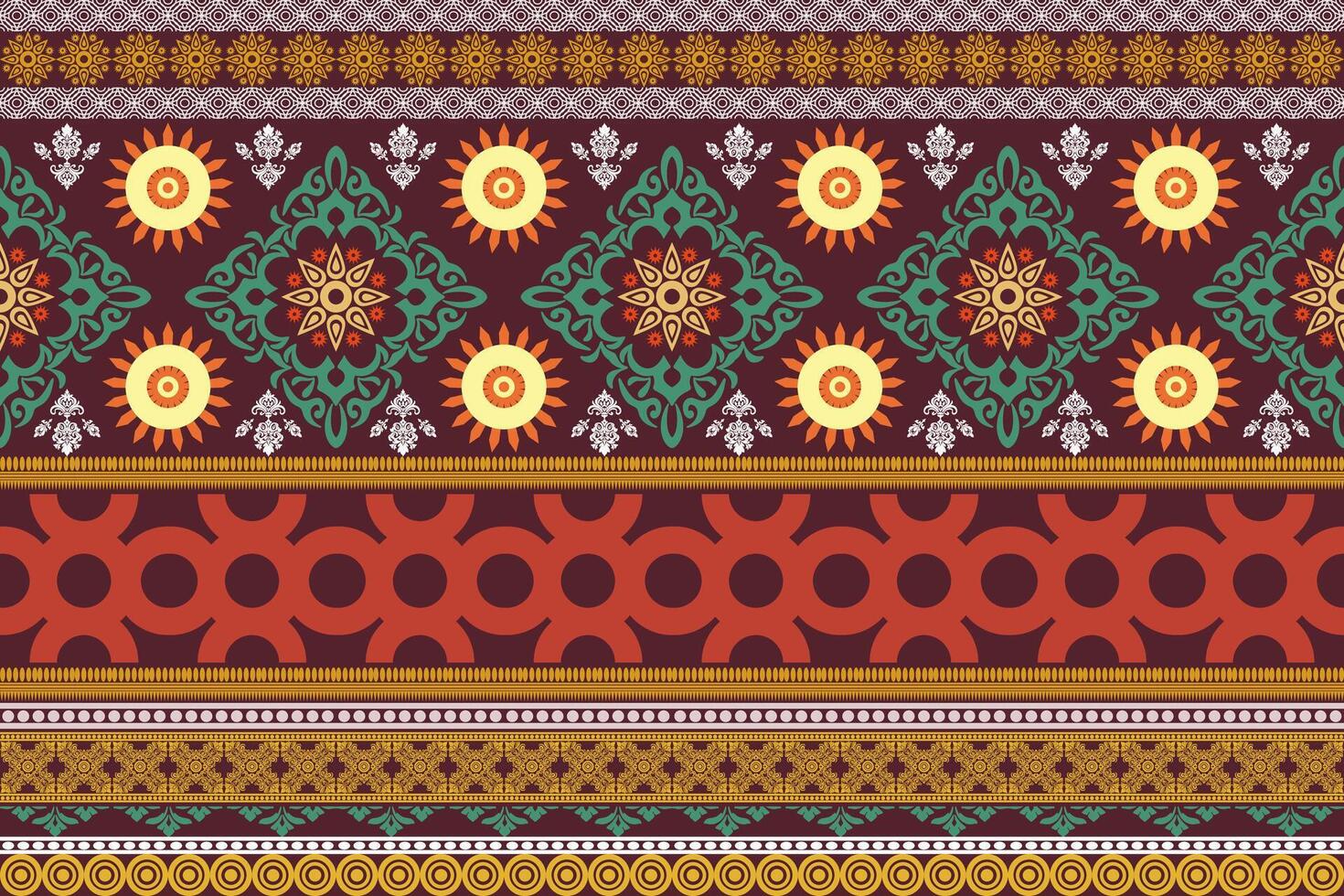 fabric showcases a unique blend of colors that reflect the essence of traditional craftsmanship. The rich purple serves as a bold backdrop, symbolizing creativity and luxury. Accents of orange bring vector