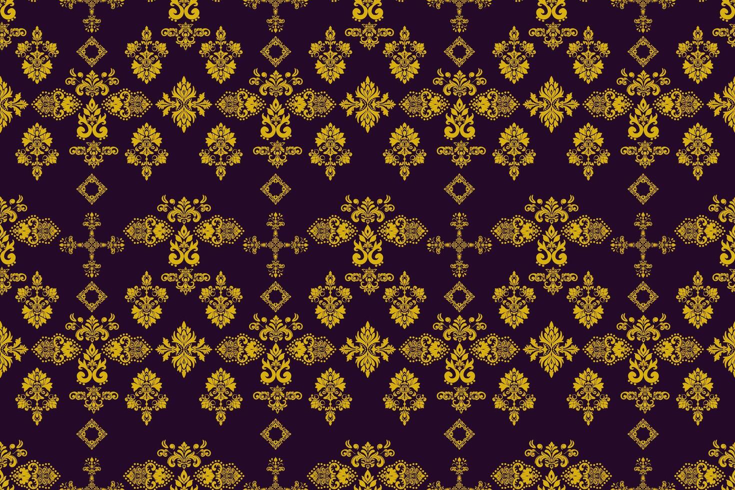 damask fabric features a purple background with striking yellow patterns, creating a luxurious and stylish look. It is perfect for home decor, such as curtains, pillow covers, or furniture, adding vector
