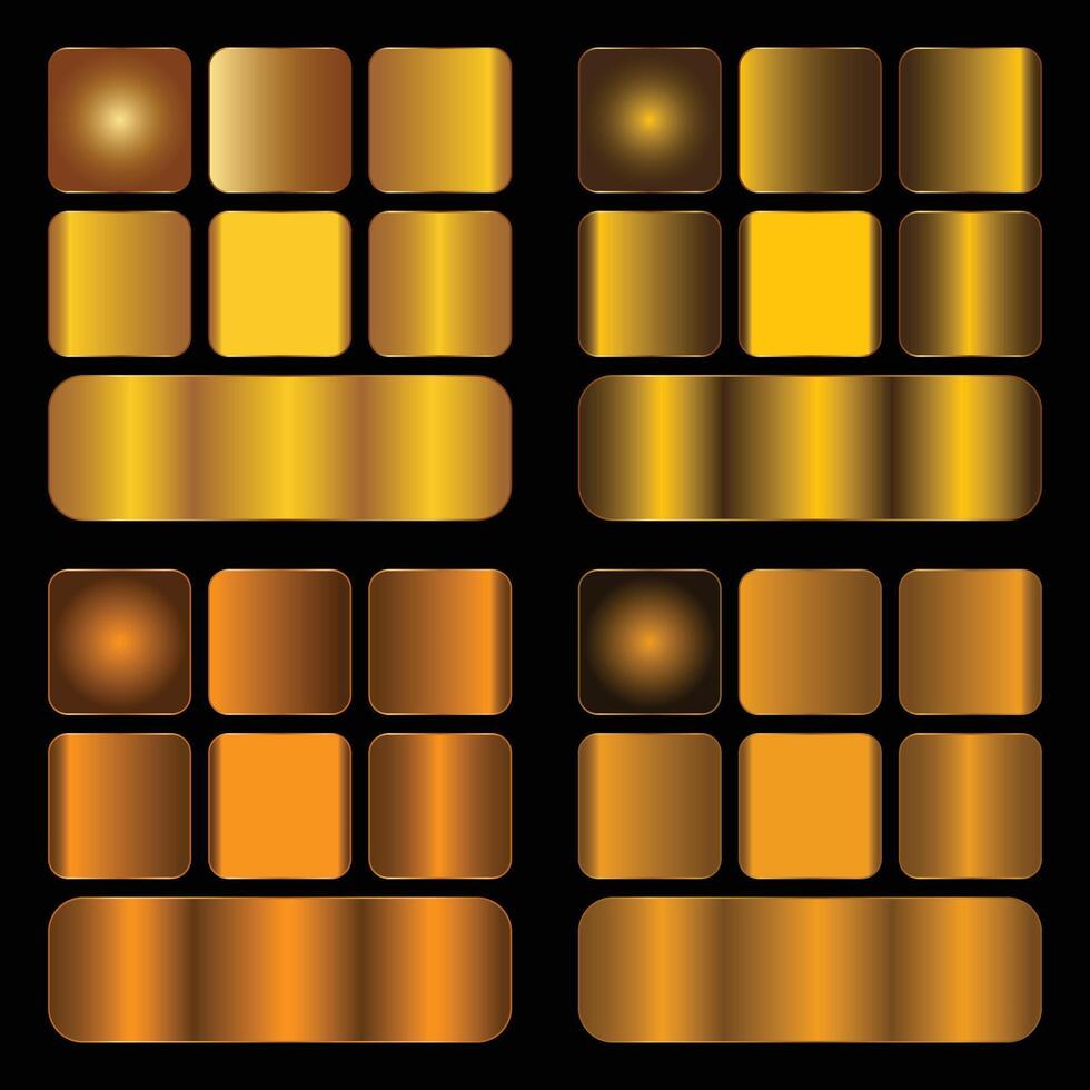 gold , golden color Gradient set vector