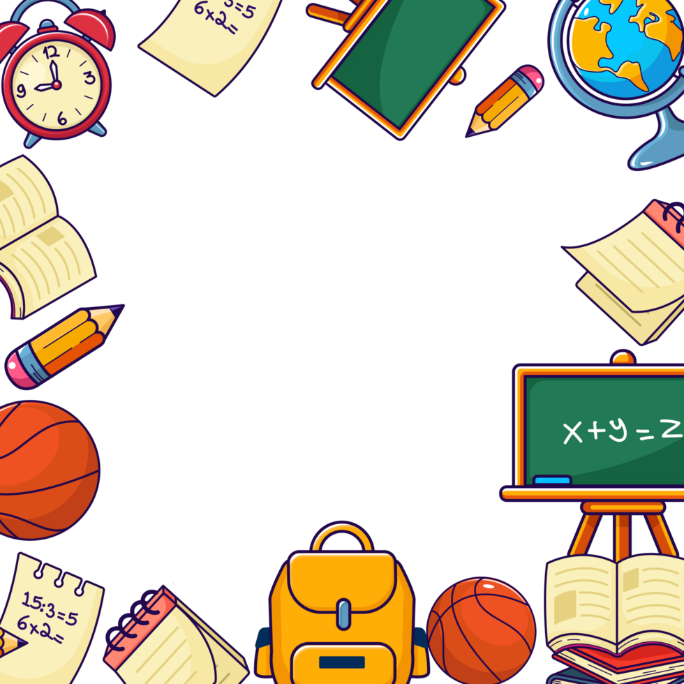 School Theme Cartoon Border Frame png