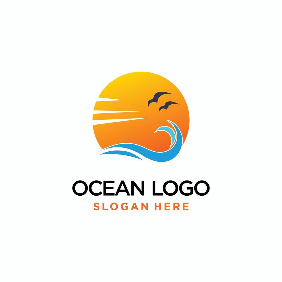 ocean wave logo template ocean simple and modern logo design vector