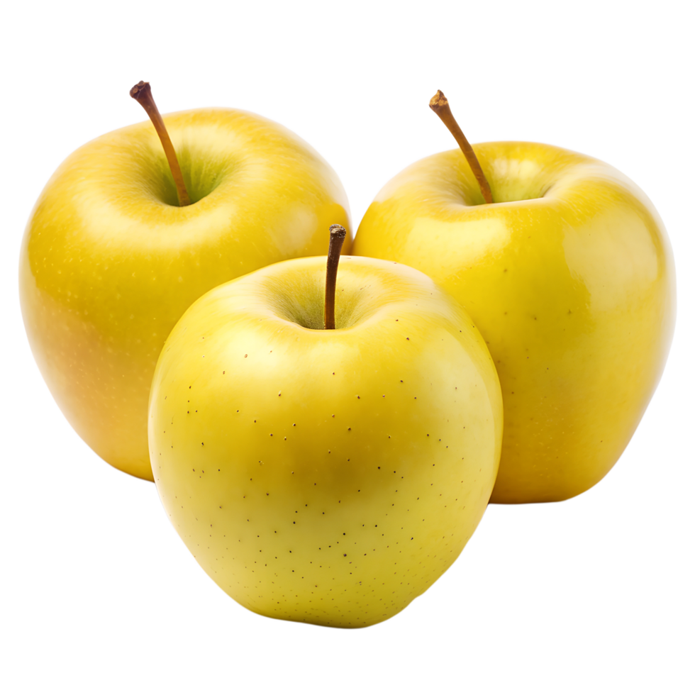 Ripe yellow apples isolated transparent background. png