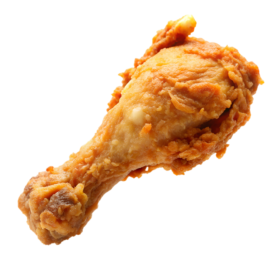 Golden brown fried chicken isolated transparent background. png