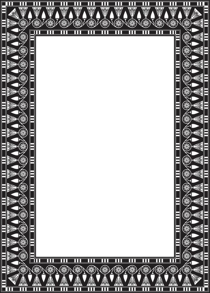 square black monochrome Egyptian ornament. Endless border, ancient Egypt frame. vector