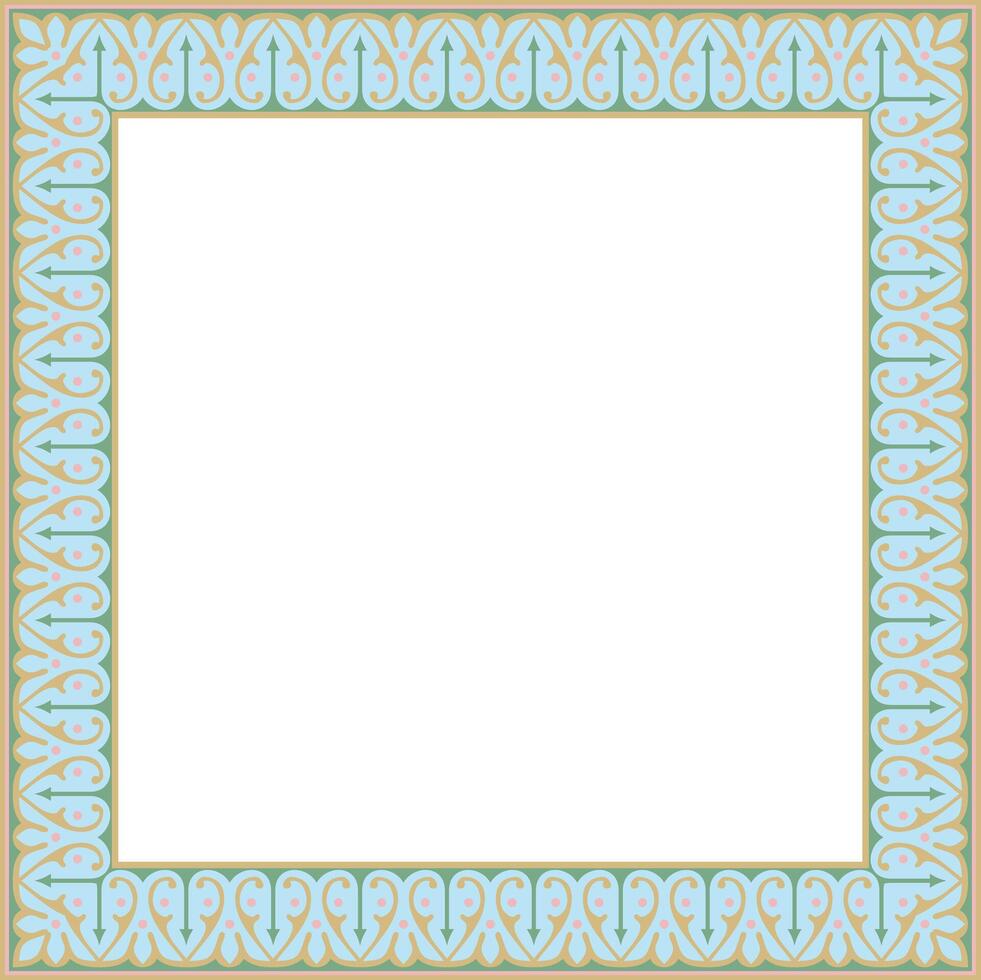 colored arabic national square ornament. Ethnic rectangle, frame of eastern peoples. Persian painting. vector