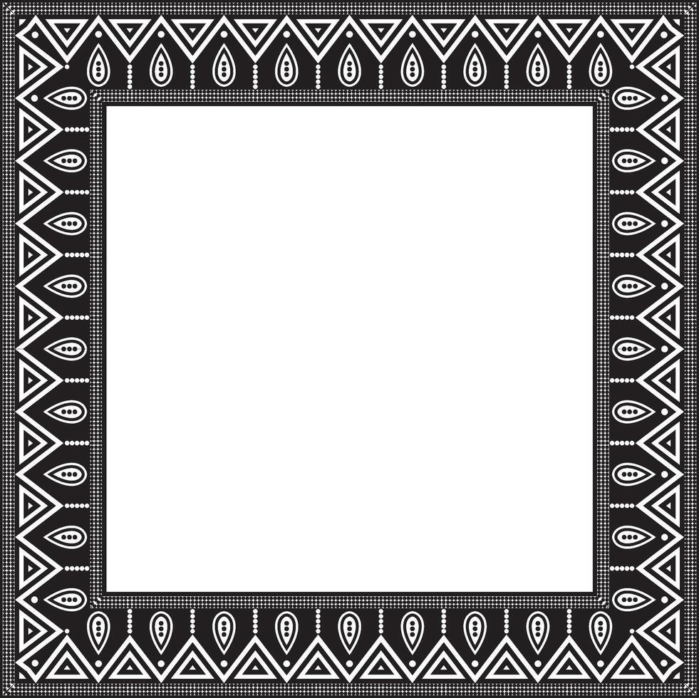 monochrome native american folk ornament. Square border, frame of the peoples of America, Aztec, Incas, Maya vector