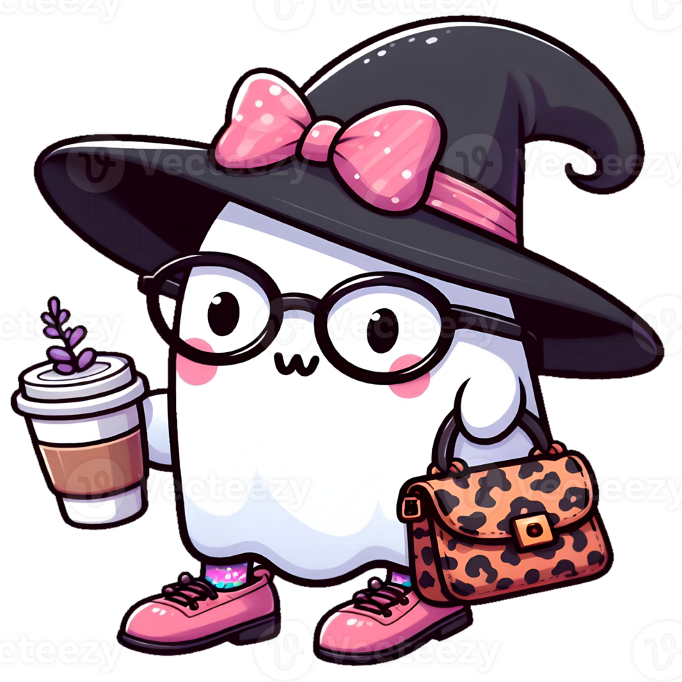 Charming spirit with coffee png