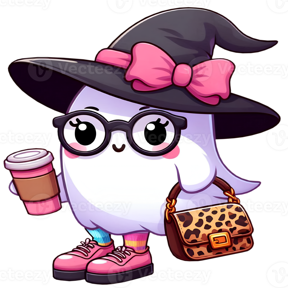 Adorable Ghost With Coffee png