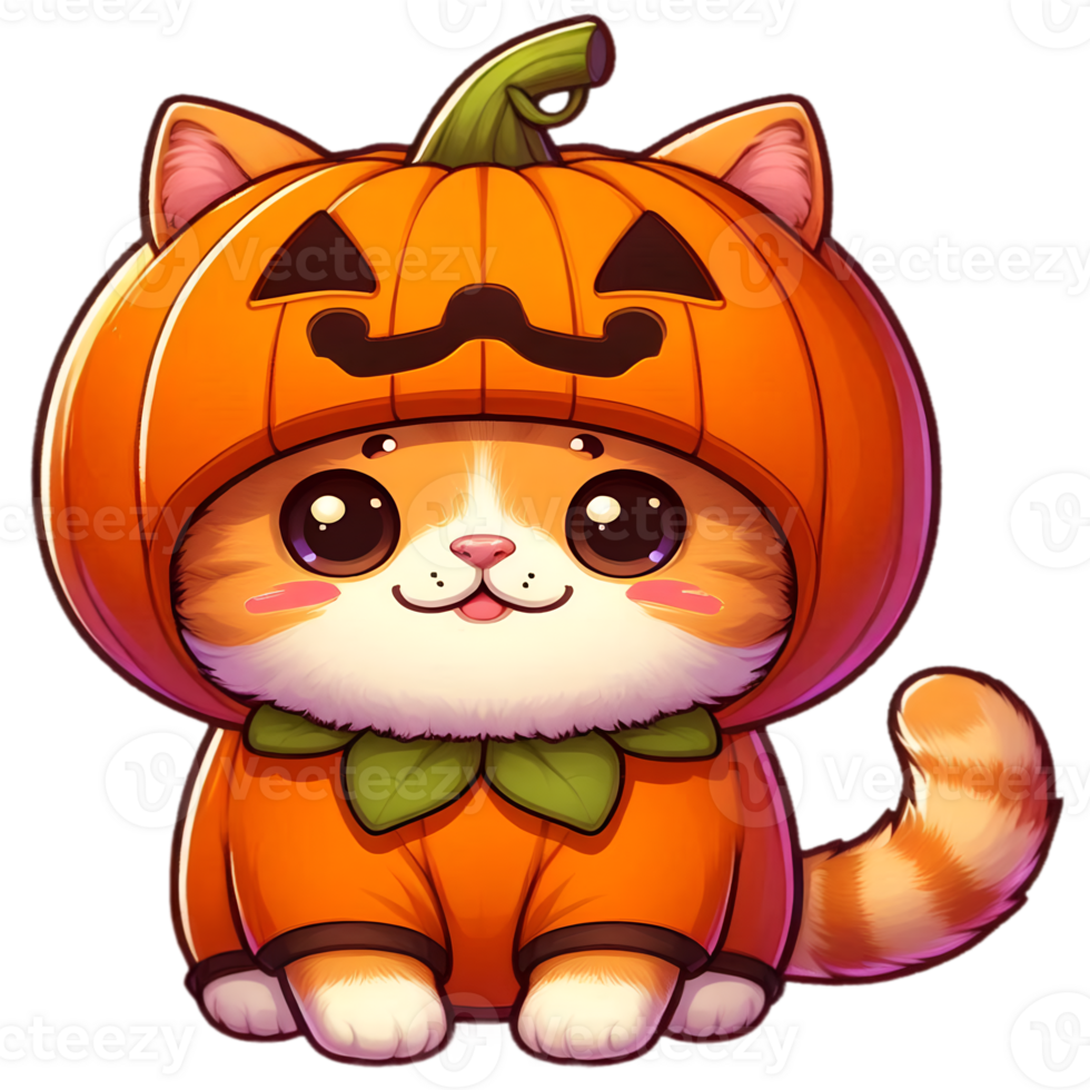 Cat In Pumpkin Costume png