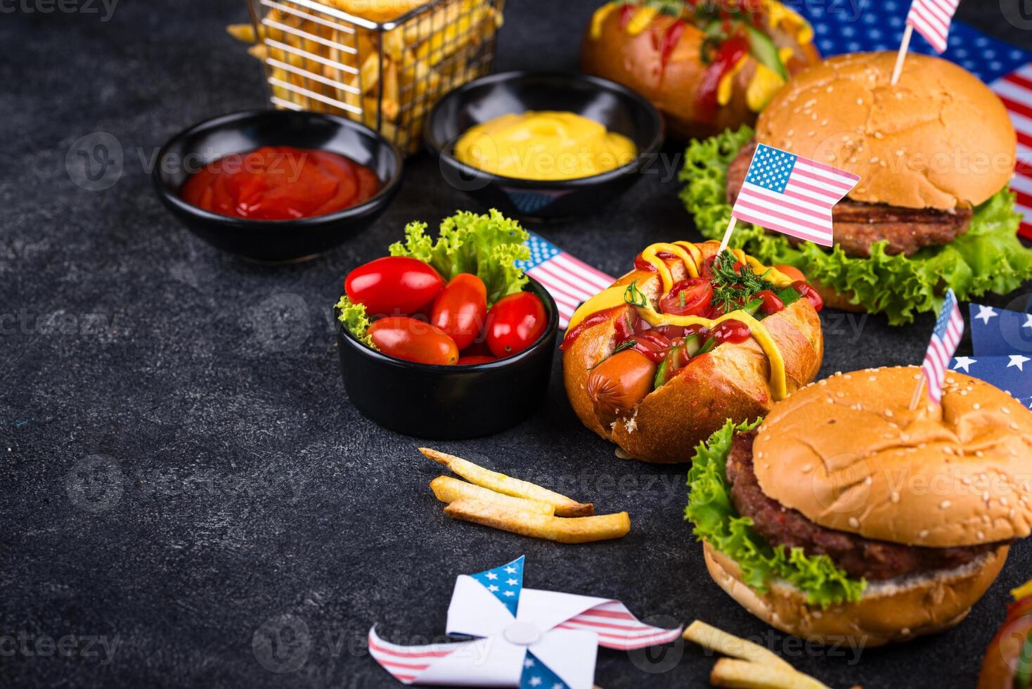 Traditional American food for celebrating July 4 Independence Day photo