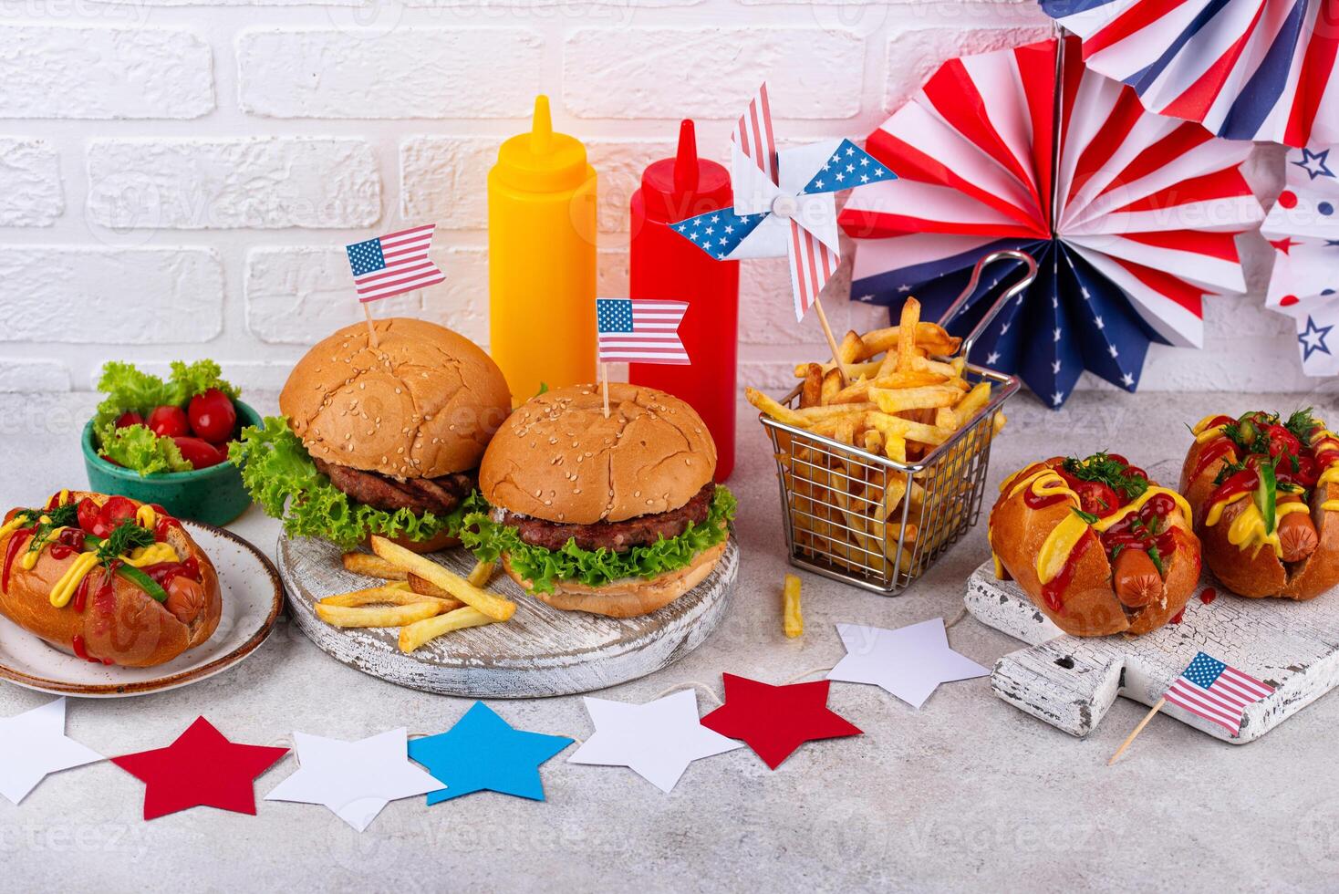 Traditional American food for celebrating July 4 Independence Day photo