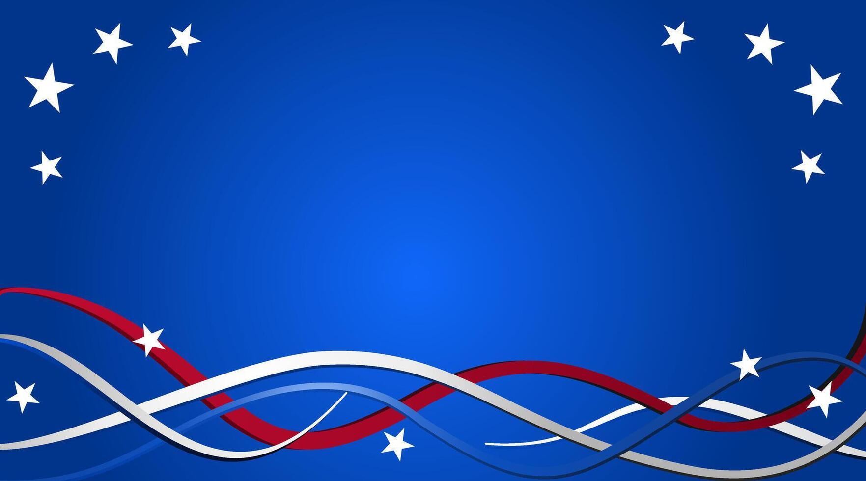 America, USA flag background in modern style with curve and line in gradient blue background, for decoration and copy space vector