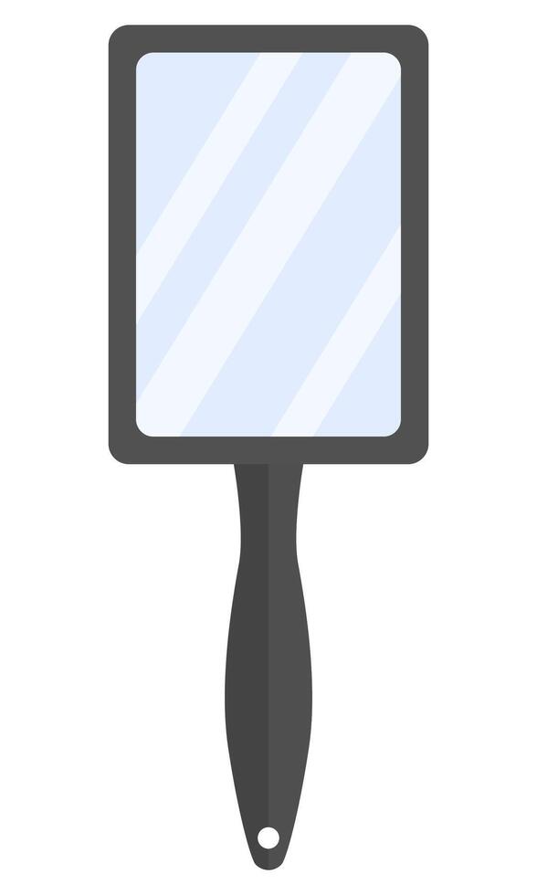 Black hand mirror flat icon isolated on white background. vector