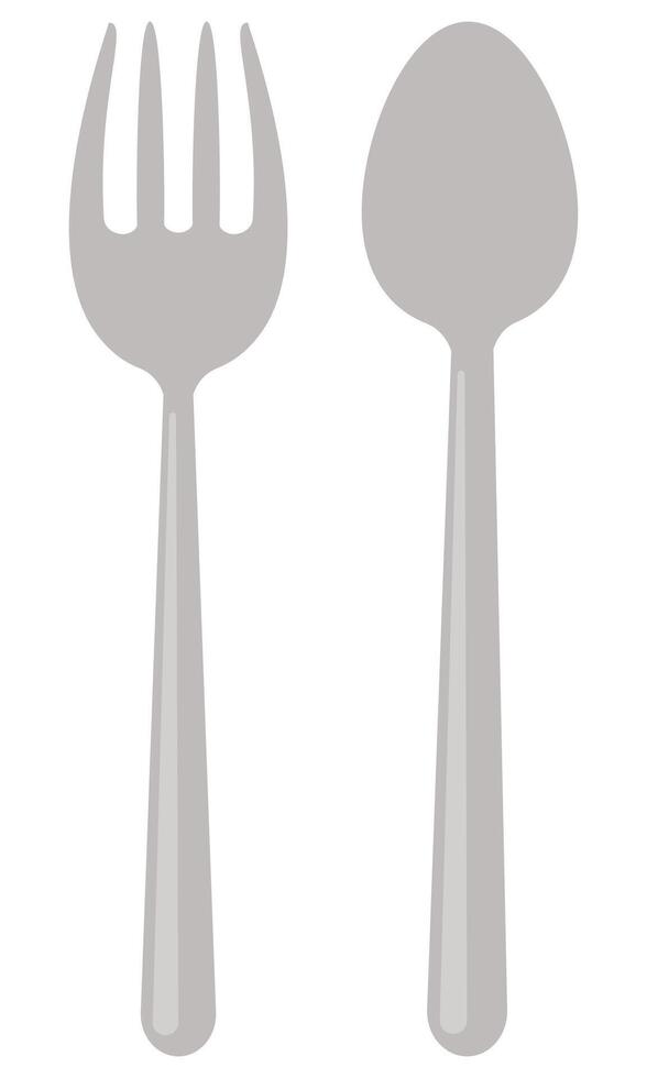 Spoon and fork flat icon isolated on white background. vector