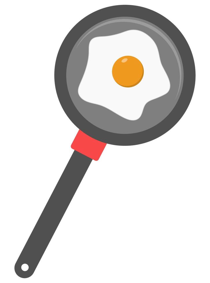 Fried egg in a pan flat illustration isolated on white background. vector