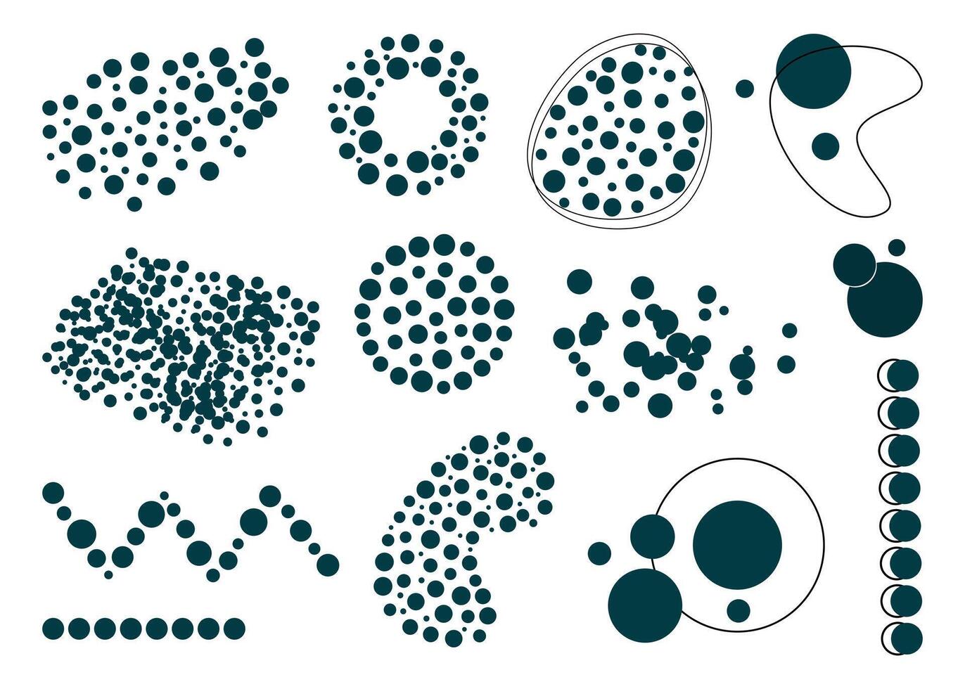 Set of dotted abstract forms. Dots abstract material element. vector