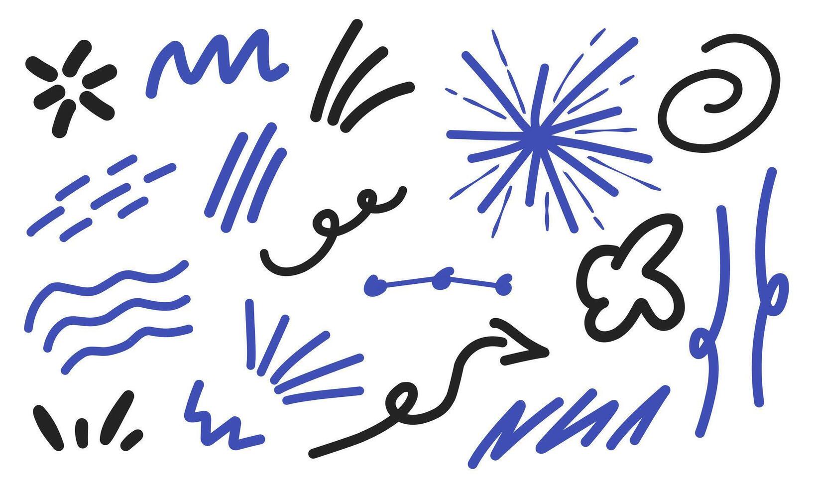 Abstract line. Set of different lines such scribble, curvy line, wave, rounded, fireworks, line connection and arrow for infographic, comic and scribble pad. vector