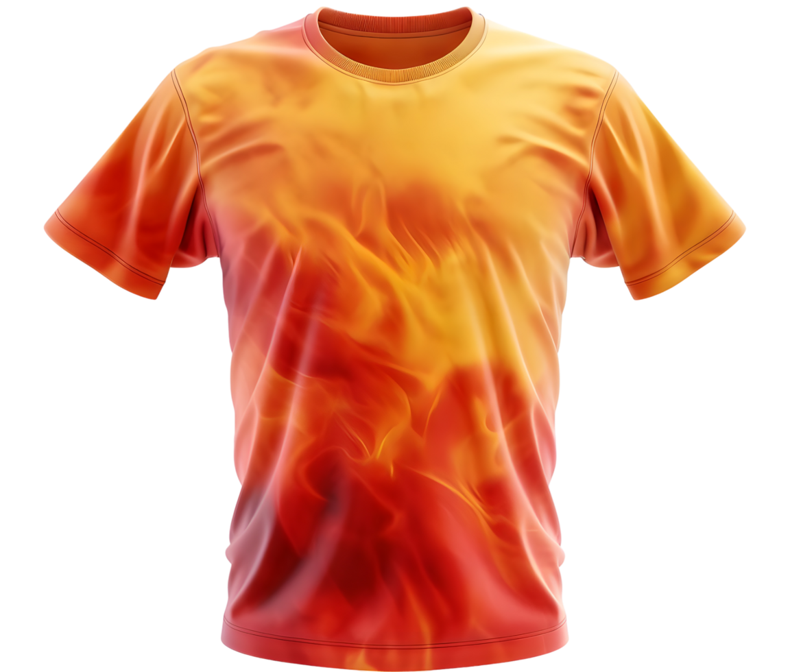 Orange and Yellow Gradient T-shirt Mockup. Isolated on transparent background png