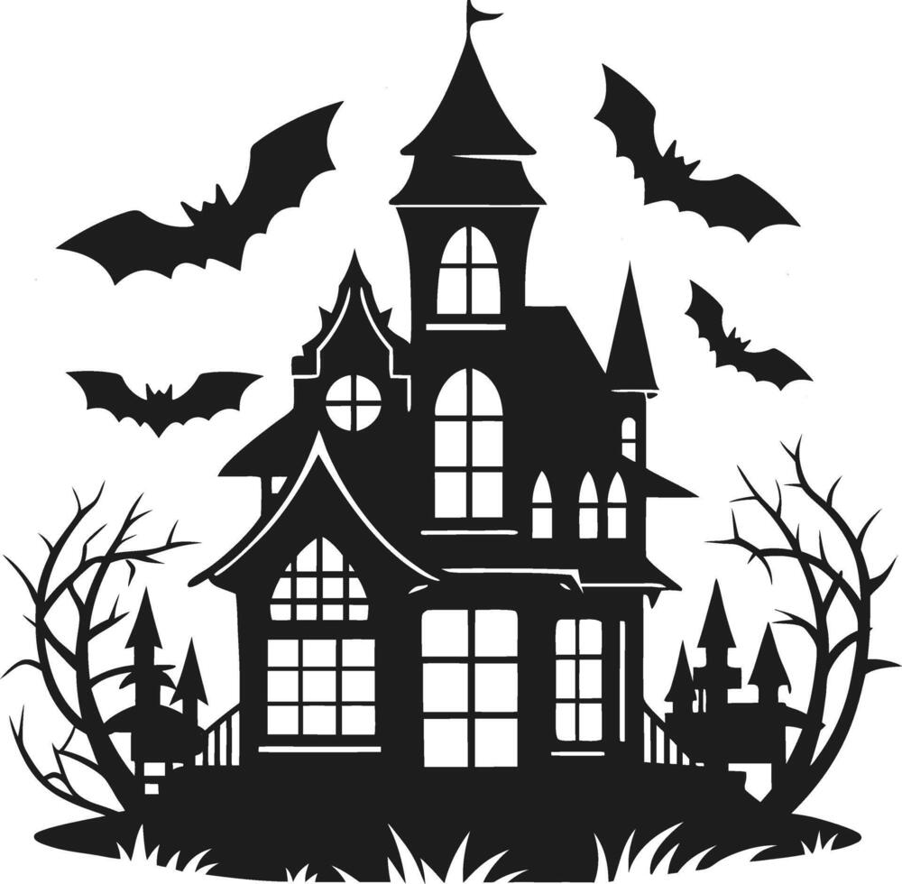 silhouette of the Haunted house vector