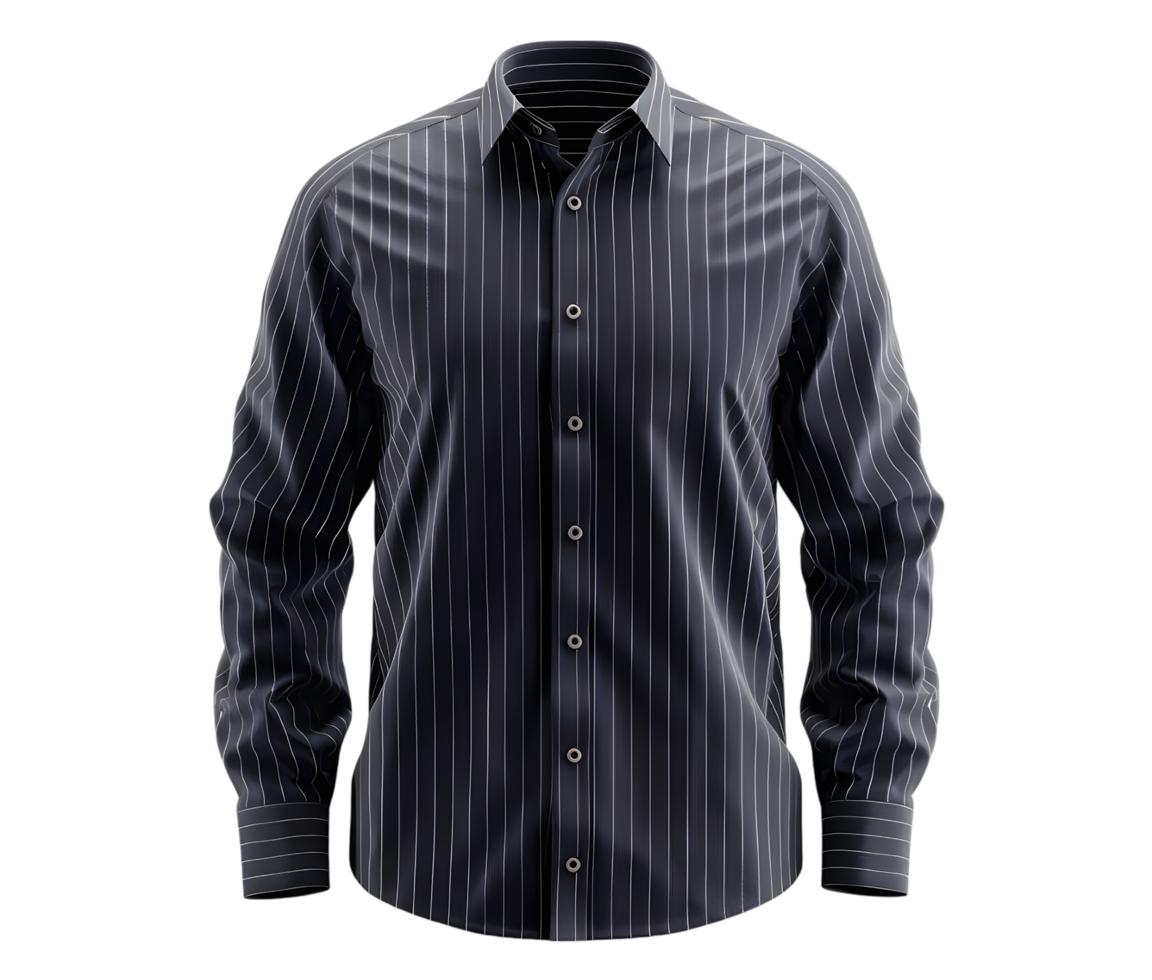 Formal striped shirt for men, long sleeve, classic design. Isolated on transparent background png