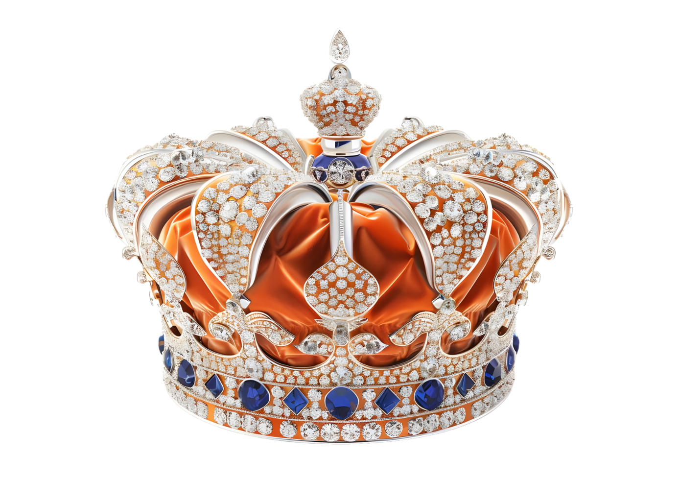 Royal Crown with Orange Lining. Isolated on transparent background png