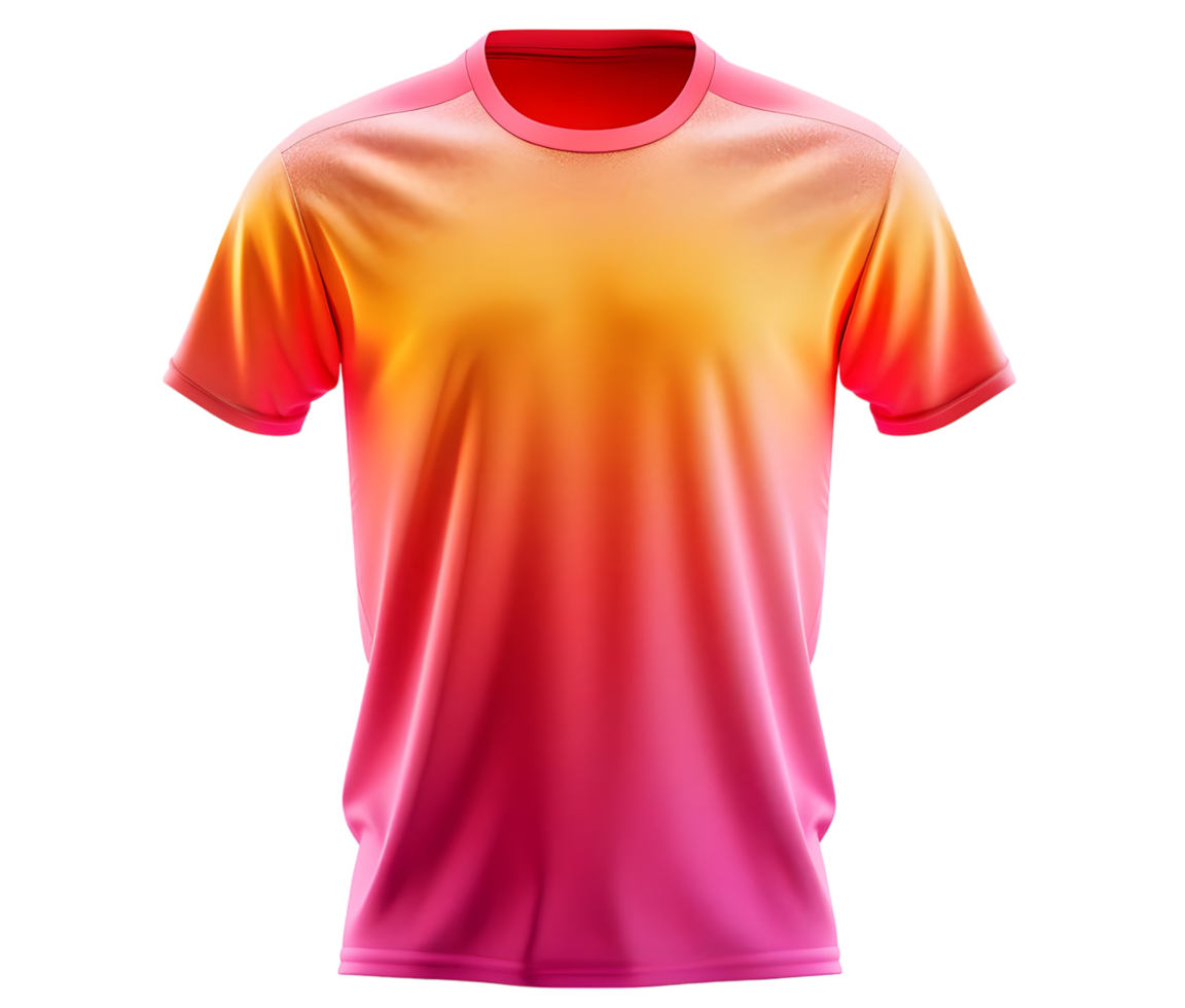 Pink and Orange Gradient T-Shirt Mockup. Isolated on transparent background png