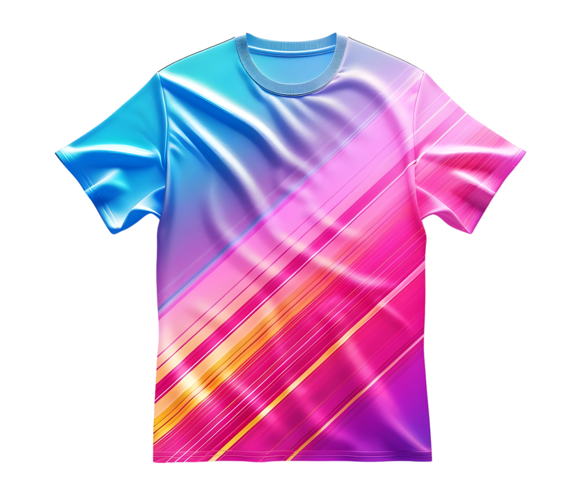 Colorful Gradient T-shirt Mockup. Isolated on transparent background png