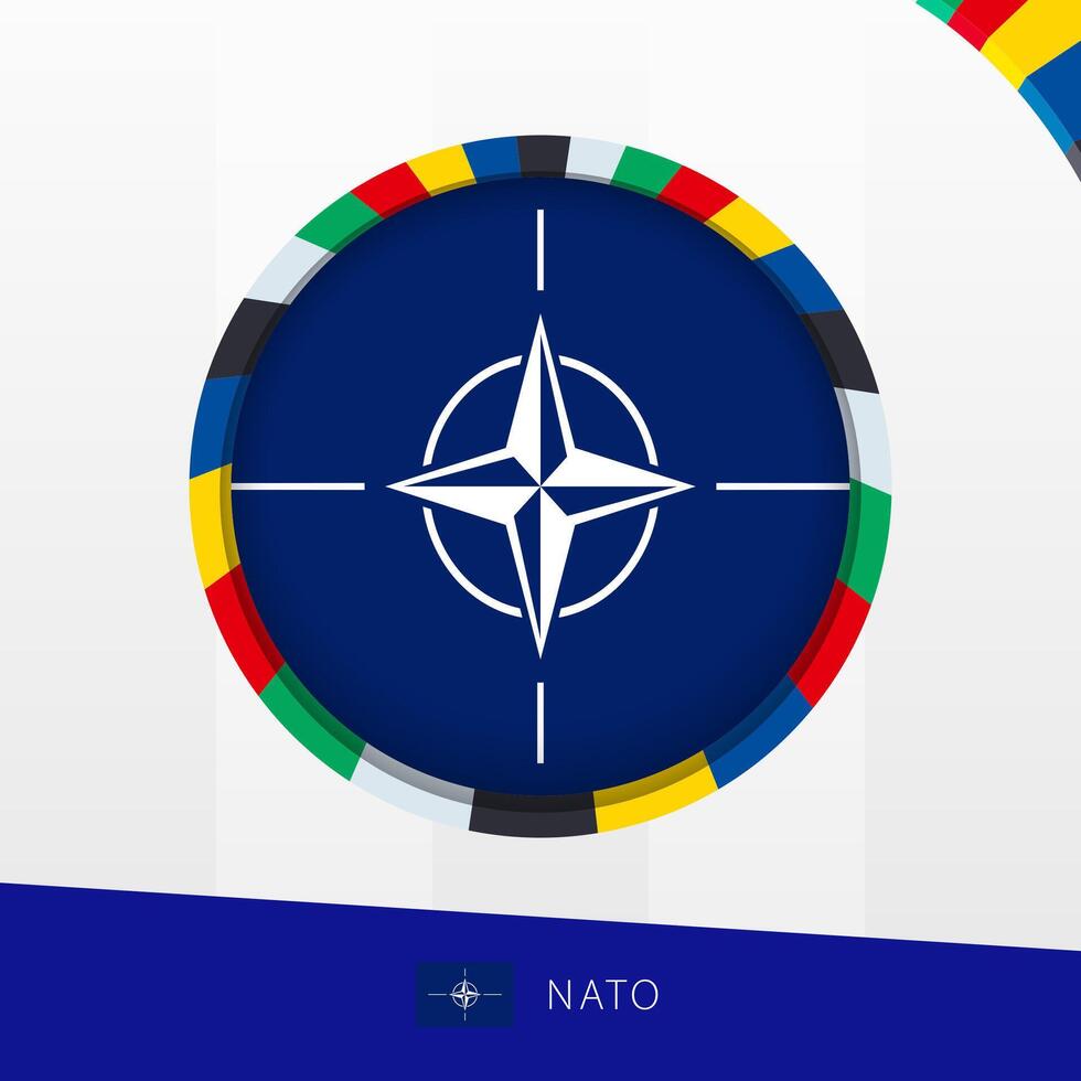 Nato Flag with Colorful Circle Border. vector