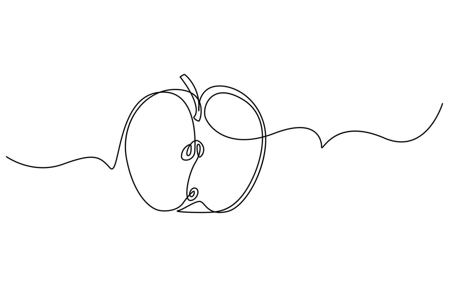 Continuous one single line art drawing of apples icon organic food vector