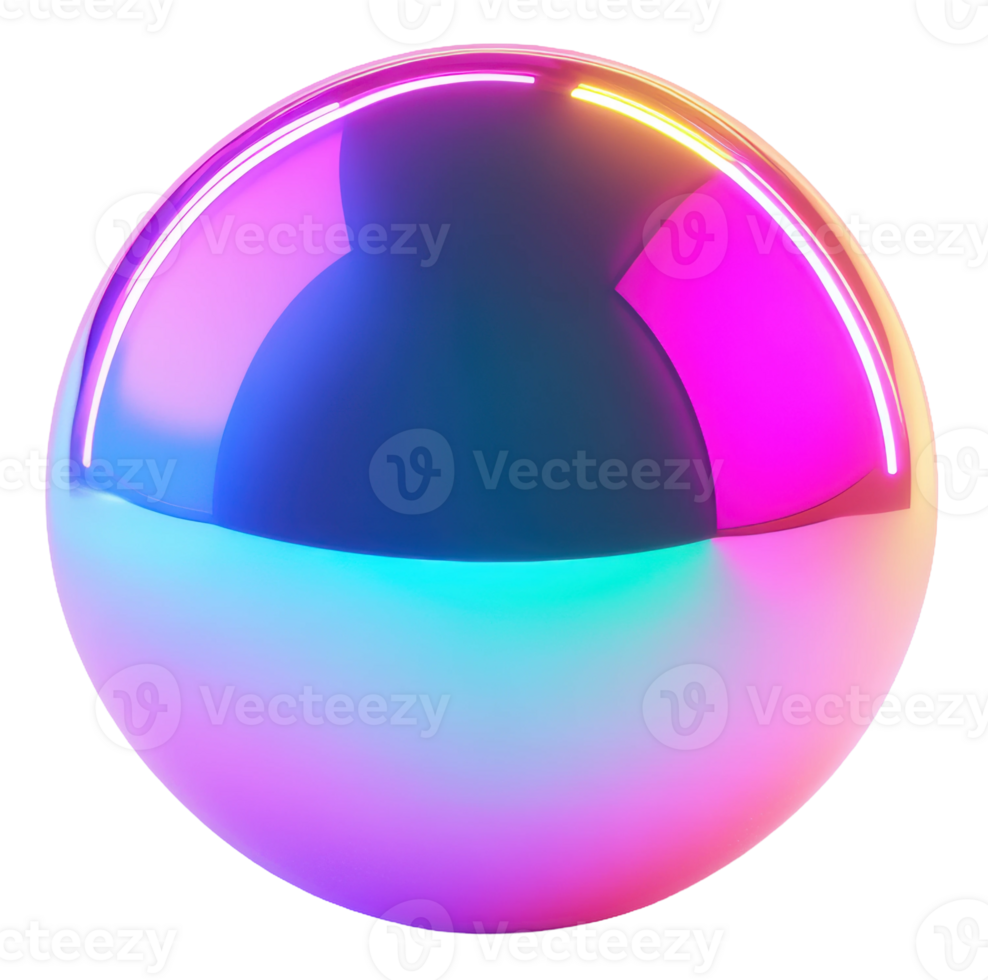 Colorful reflective sphere with a gradient finish against a plain background, cut out - stock . png